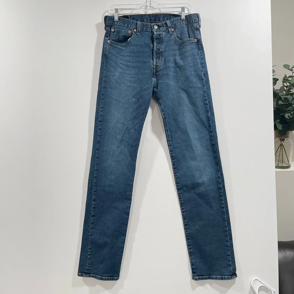 Levis 501 Original Fit Mens Blue Straight Leg‎ Button Fly Jeans W32 L36 (33.5)